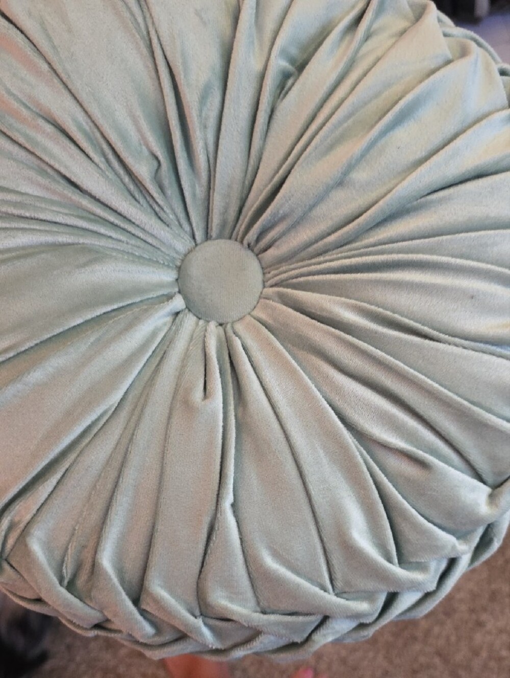 Round Tufted Decorative Pillow in Light Seafoam Green - Home Accents - Picture 3 of 5